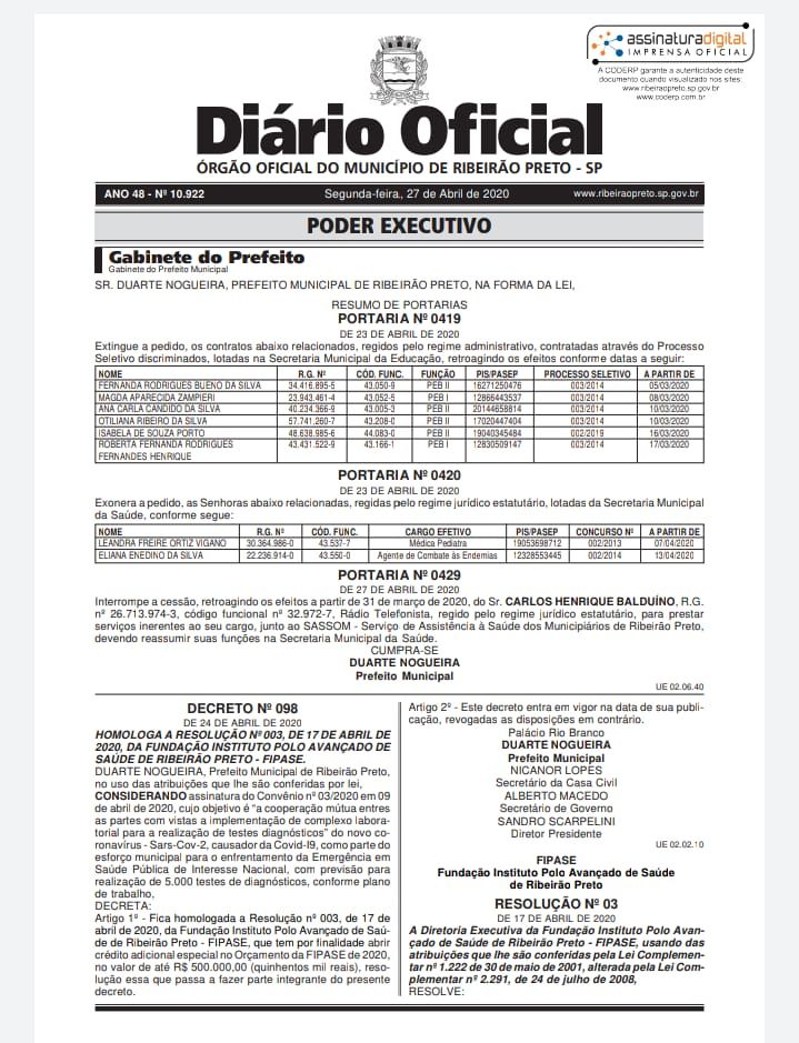 Diário Oficial - Ribeirão Preto