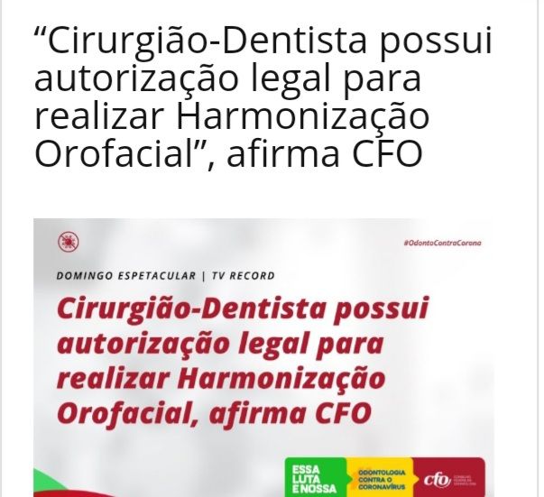 Cirurgião-Dentista possui autorização legal para realizar Harmonização Orofacial, afirma CFO