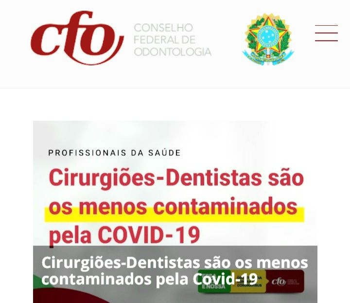 Cirurgiões-Dentistas são os menos contaminados pela COVID-19