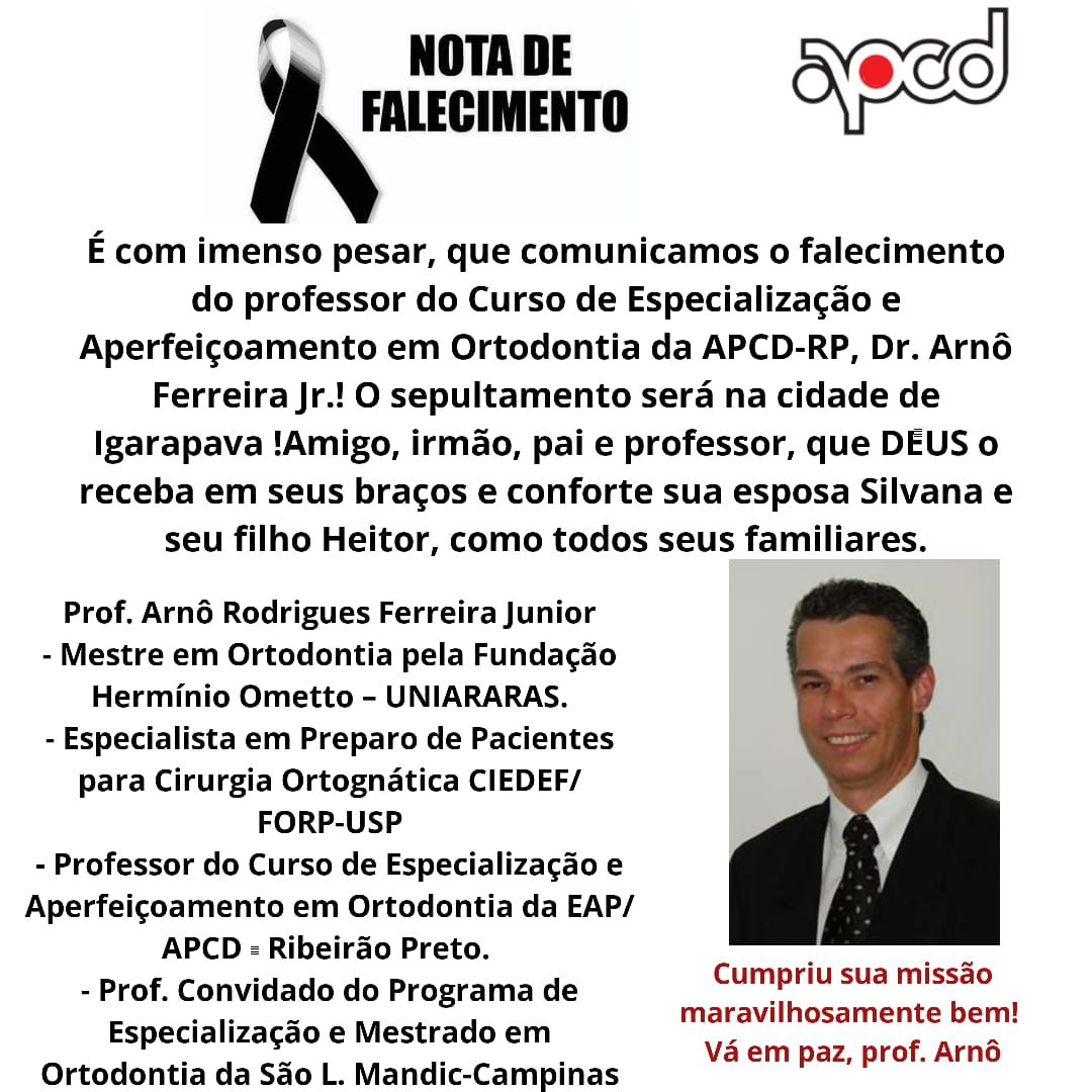 Nota de Falecimento - Prof. Arnô Rodrigues Ferreira Júnior