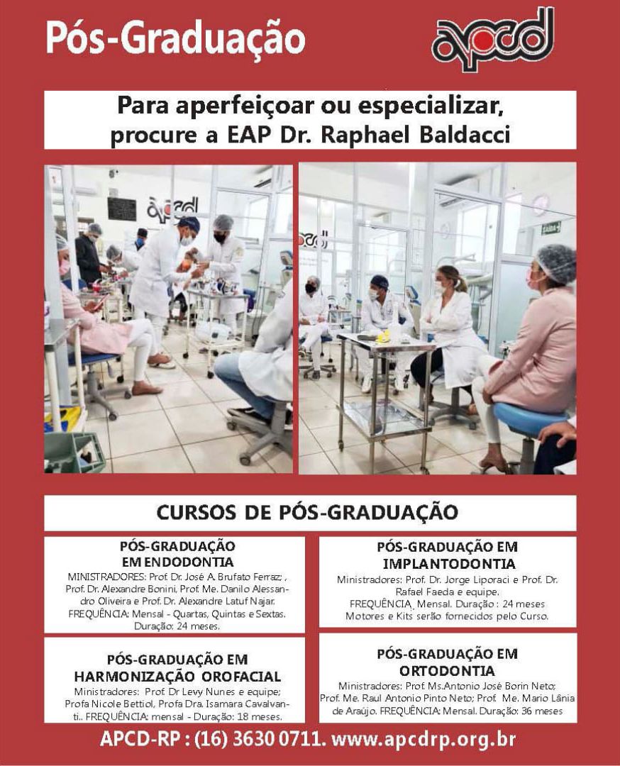 Confira os Cursos de Pós - Graduação de  Excelência da APCD RP